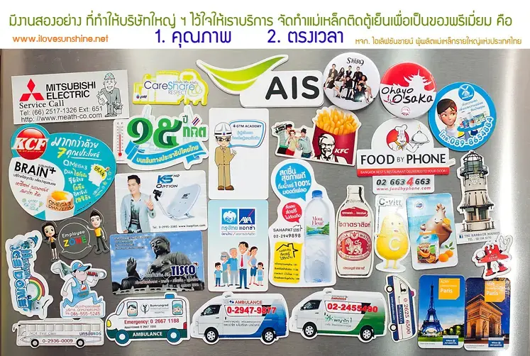 ตัวอย่างคุณภาพแม่เหล็กติดตู้เย็น